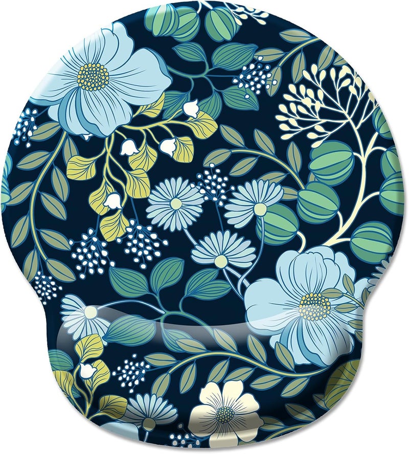 Hancynir Floral Flower Mouse Pad with Wrist Rest, Ergonomic Cute Gel Mousepad Wrist Support, Computer Gaming Mouse Pad with Pain Relief Non-Slip PU Base for Desk Accessories Home Office Decor Supplies - Image 1